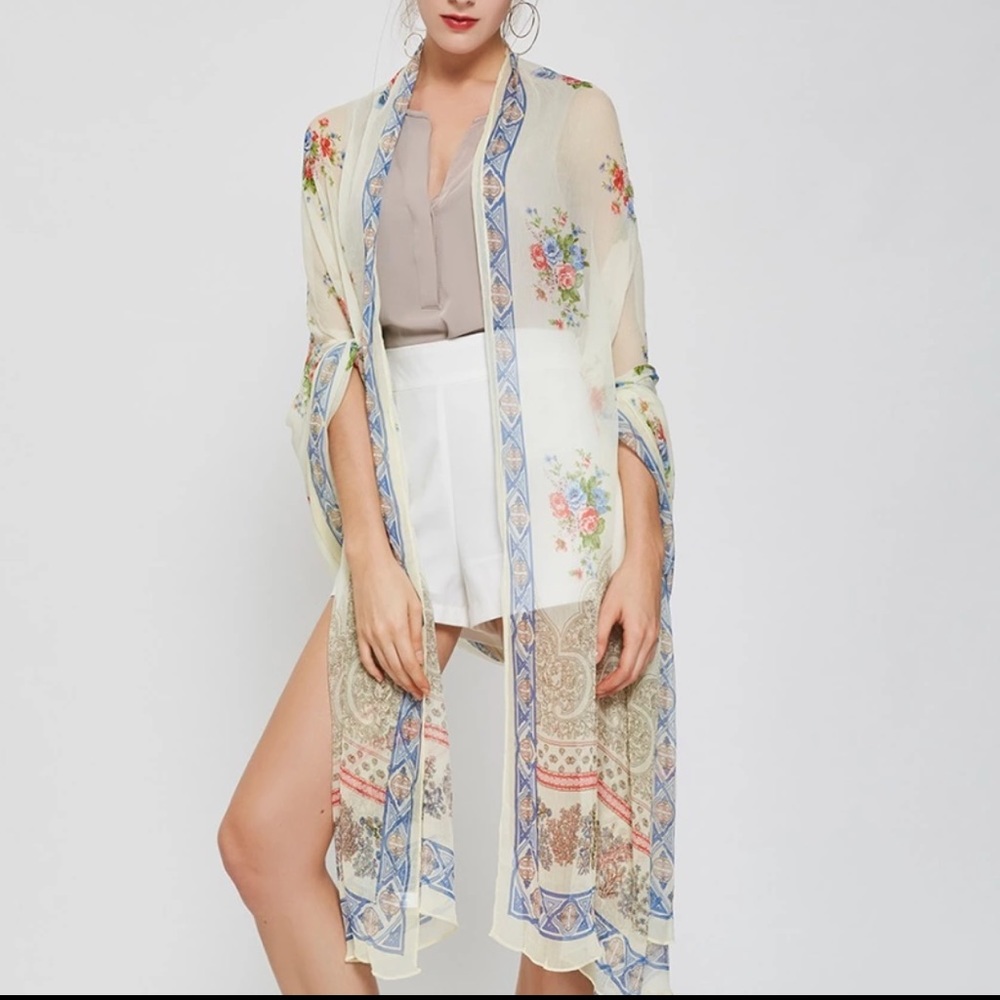 100% Silk XXL Boho / Bohemian Chiffon Scarf Wrap Pareo